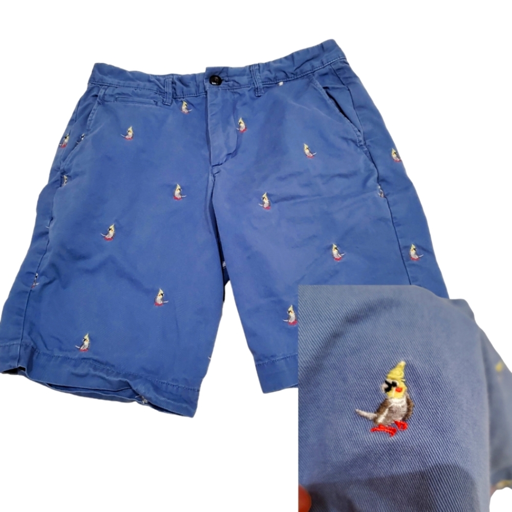 Gap For Good Mens Parakeet Bird Shorts Blue 29 VGUC Soft